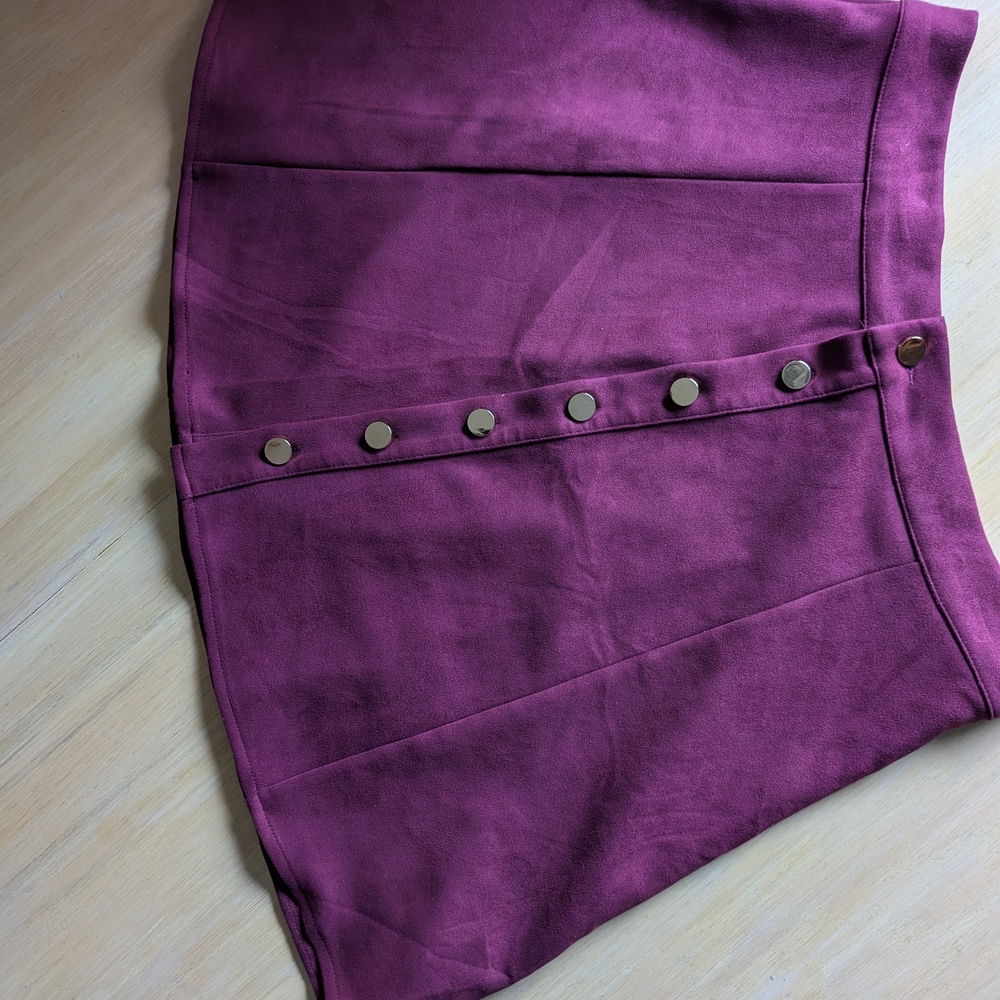 Midi Maroon Skirt with Button Detail